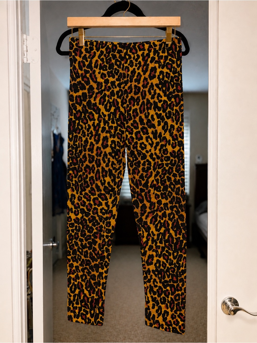 Betsey Johnson Leopard Print High-Waist Leggings - Mustard & Black